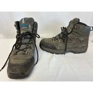 L.L. Bean Vertigrip Hiking Boots Mens 9 Gray Black Suede Waterproof
